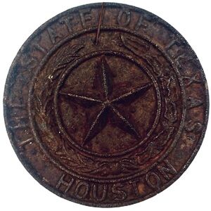 Vintage Cast Iron Texas State‎ Houston Seal Plaque